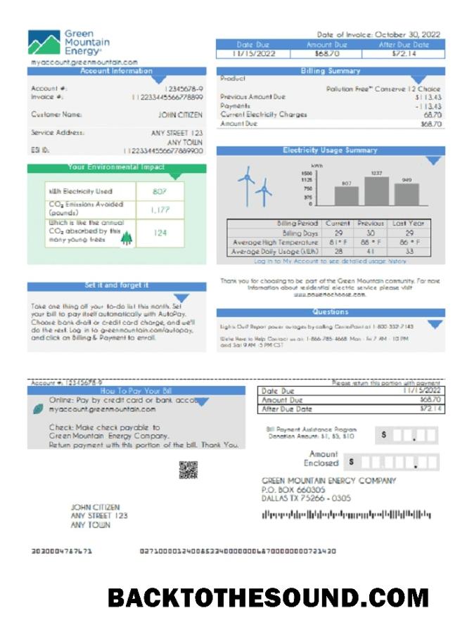 İndir ABD yeşil Mountain Energy Fatura Fatura in Word and PDF Format Örnek tasarım