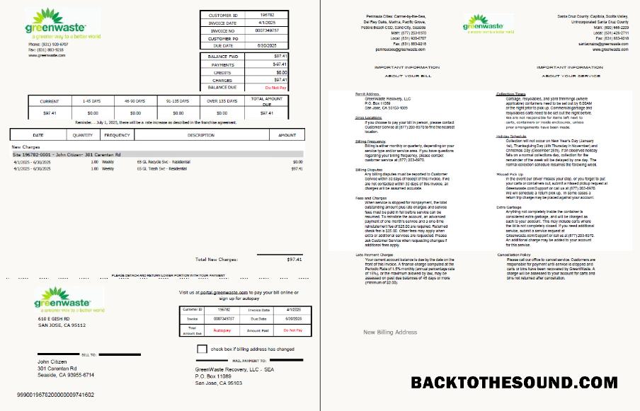 İndir ABD yeşil Waste Fatura Fatura in Word and PDF Formatlar, 2 pages Örnek örnek