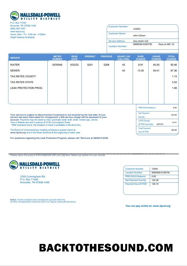 İndir ABD Hallsdale Powell Fatura Fatura in Word and PDF Format Örnek şablon