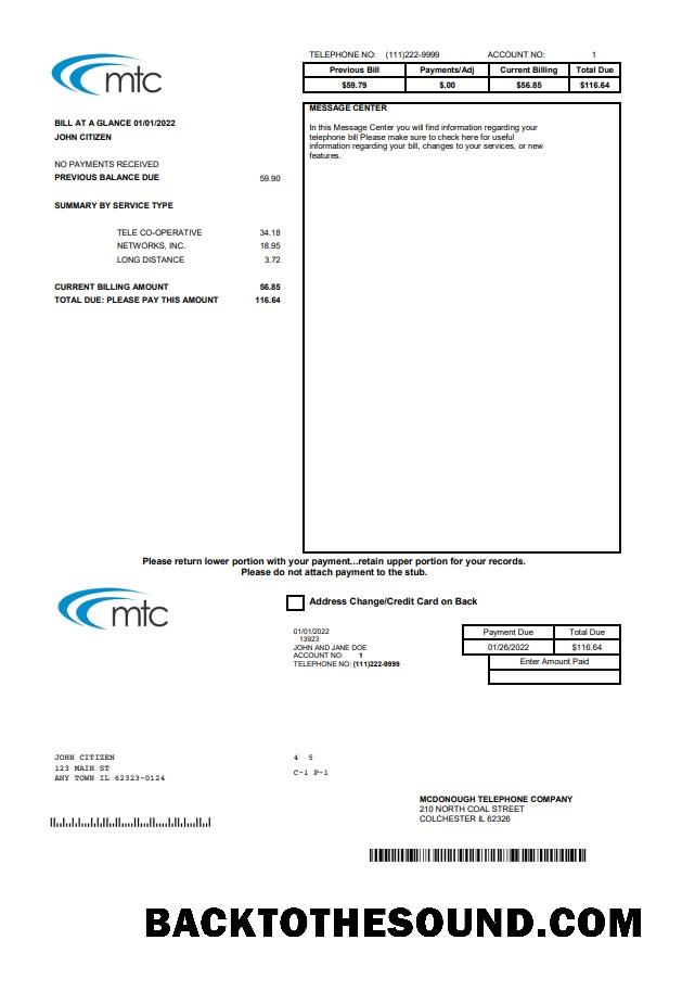 İndir ABD Illinois MTC Fatura Fatura in Word and PDF Format Örnek şablon