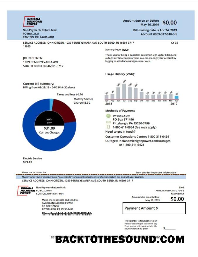 İndir ABD Indiana Elektrik Fatura Fatura in Word and PDF Format (.doc and .PDF) Örnek tasarım