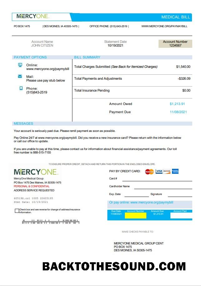 İndir ABD Iowa MercyOne Tıbbi Fatura in Word and PDF Format Örnek taslak