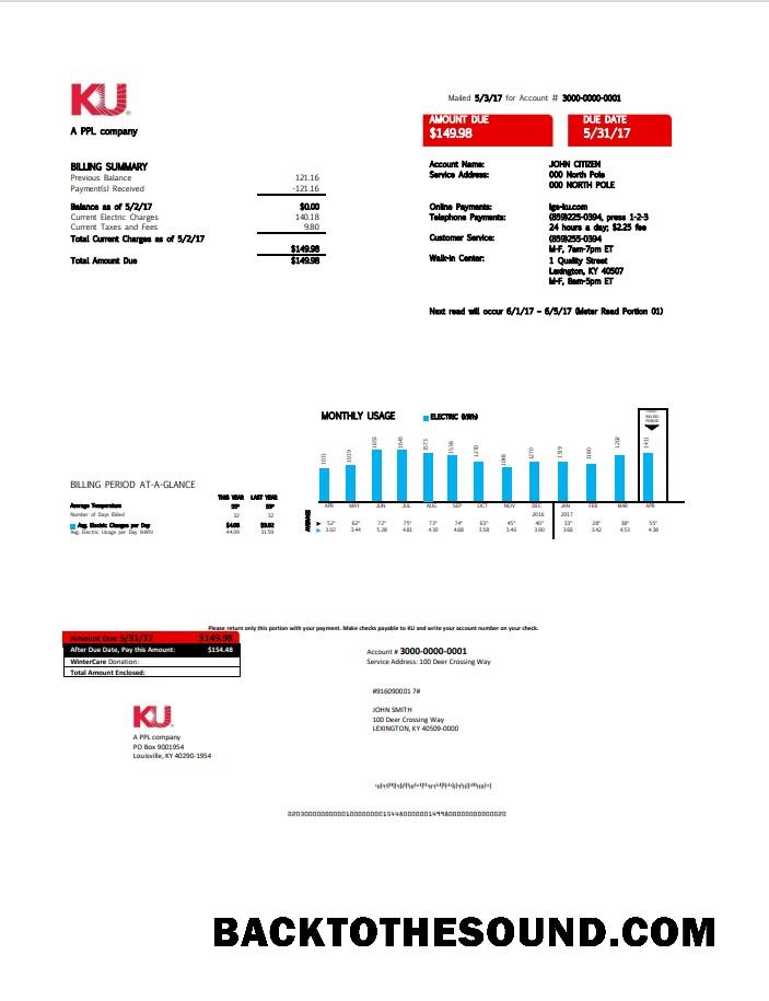 İndir ABD Kentucky Elektrik Fatura Fatura in Word and PDF Format Örnek örnek