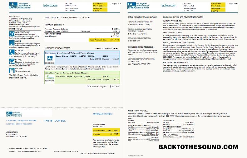 İndir ABD LA DWP Fatura Fatura in Word and PDF Formatlar, 4 pages, Sürüm 2, 1 2 pages Örnek taslak