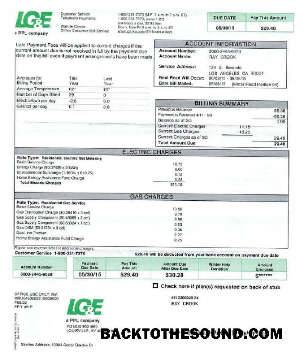 İndir ABD LG&E Fatura Fatura Word and PDF Örnek tasarım