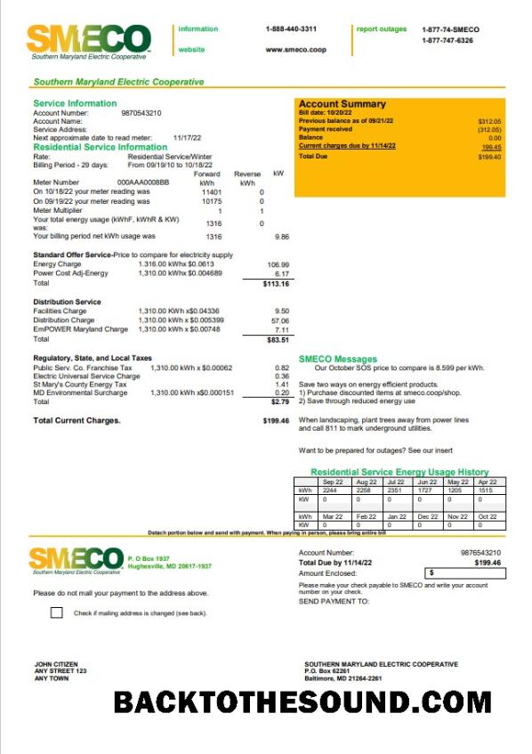 İndir ABD Maryland SMECO Fatura Fatura in Word and PDF Format Örnek örnek