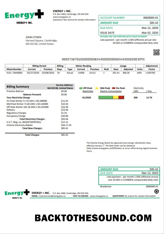 İndir ABD Massachusetts Energy Plus Elektrik Fatura Fatura in Word and PDF Format Örnek tasarım