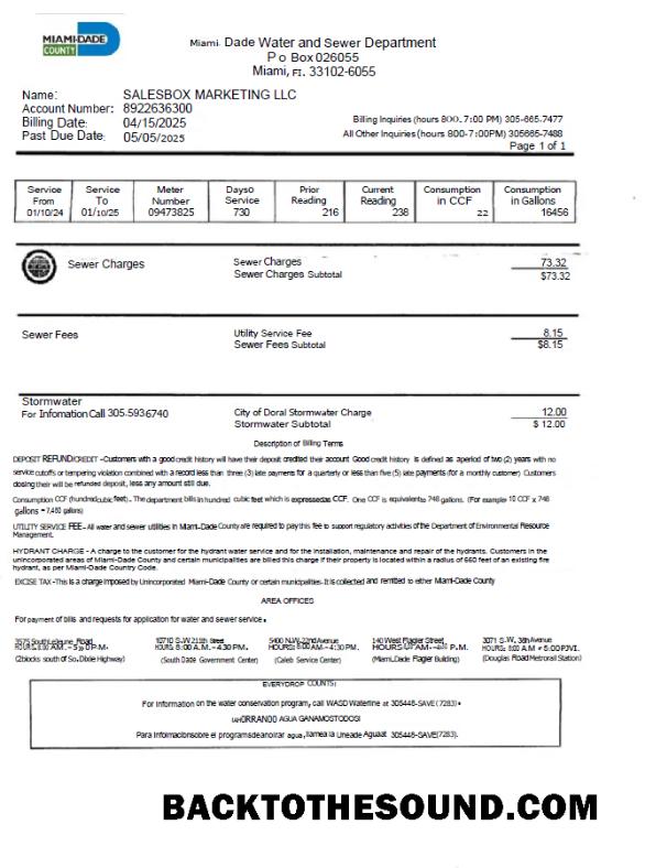 İndir ABD Miami Dade Fatura Fatura in Word and PDF Formatlar Örnek taslak
