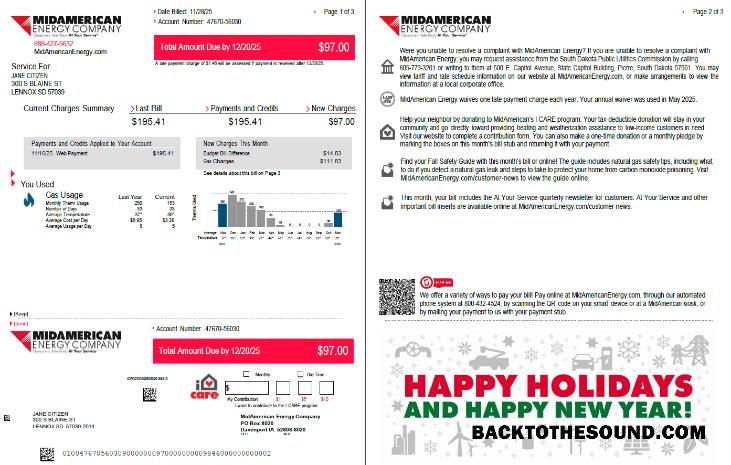İndir ABD MidAmerican Energy Şirket Fatura Fatura in Word and PDF Formatlar, 3 pages, 1 2 pages Örnek örnek