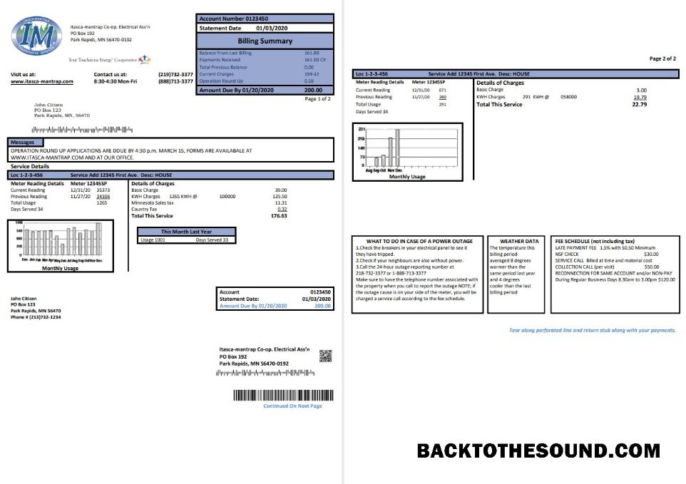İndir ABD Minnesota Itasca Mantrap Elektrik Fatura Fatura in Word and PDF Format (2 pages) Örnek tasarım