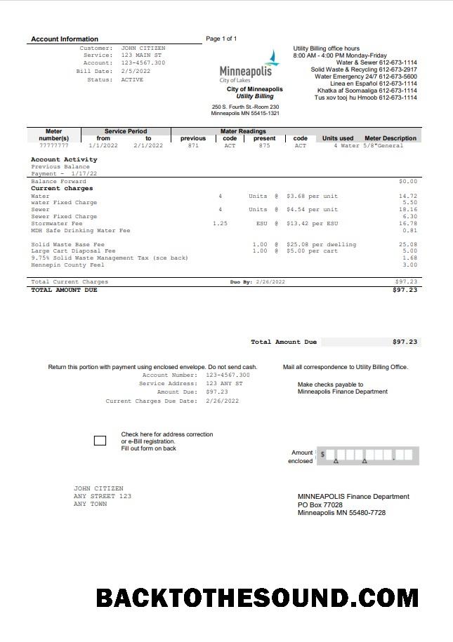 İndir ABD Minnesota Minneapolis City of Lakes Fatura Fatura in Word and PDF Format Örnek tasarım