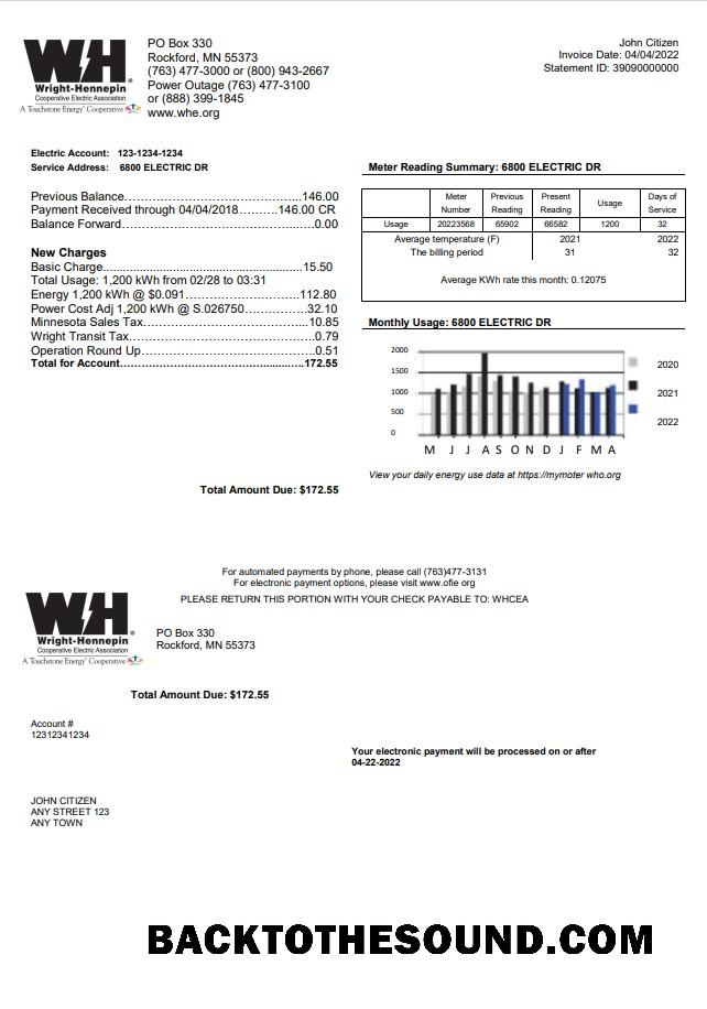 İndir ABD Minnesota Wright Hennepin Fatura Fatura in Word and PDF Format Örnek tasarım