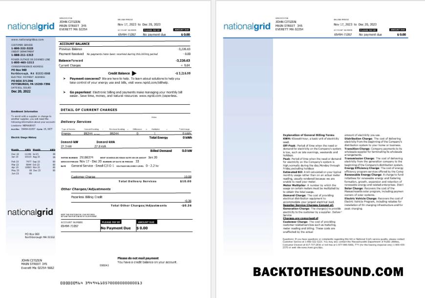 İndir ABD Nationalgrid electric Fatura Fatura Word and PDF Formatlar, 2 pages Örnek taslak