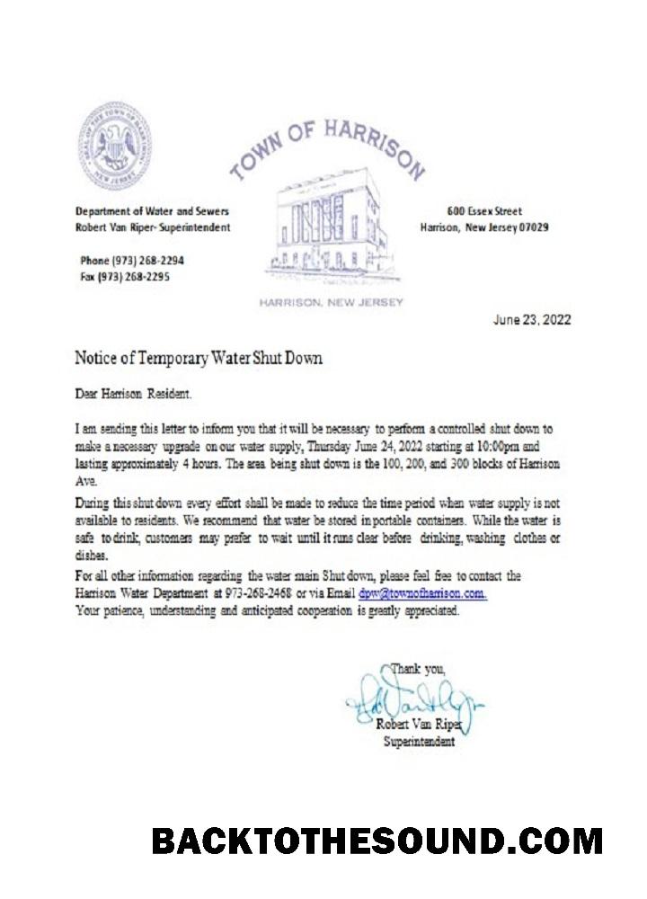 İndir ABD Yeni Jersey Town of Harrison Su shut off notice Örnek şablon