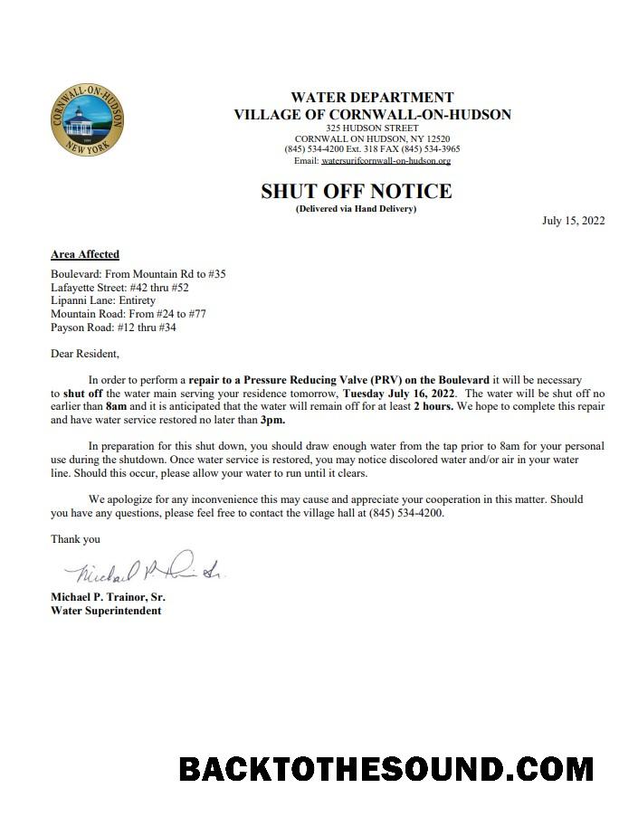 İndir ABD Yeni York Cornwall on Hudson Su Fatura Fatura shutoff notice, Word and PDF Örnek tasarım