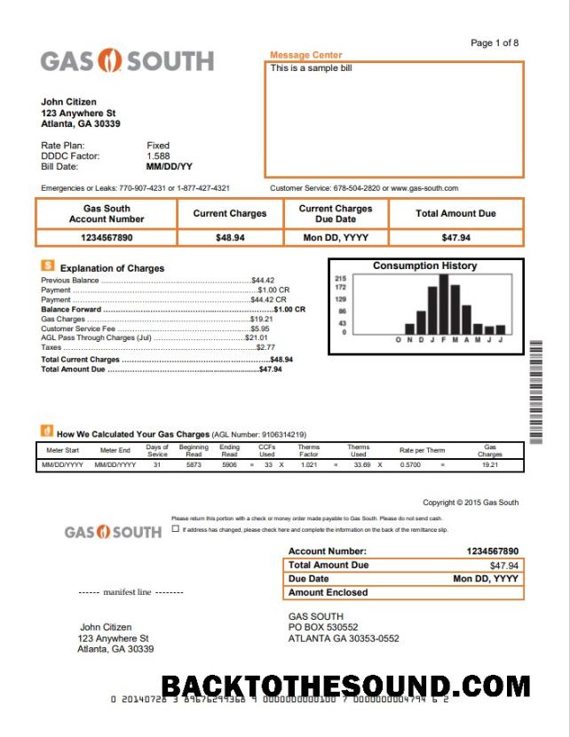 İndir ABD Yeni York Gaz South Fatura Fatura in Word and PDF Format Örnek taslak