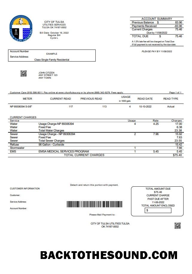 İndir ABD Oklahoma City of Tulsa Fatura Fatura in Word and PDF Format Örnek ön izleme