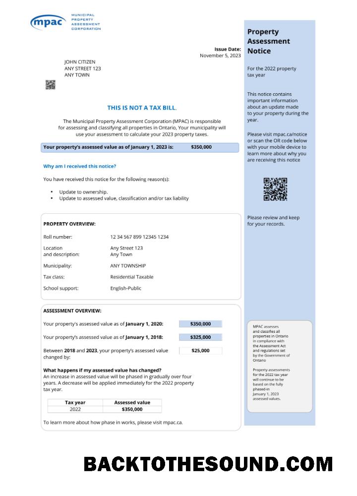 İndir ABD Ontario MPAC Fatura Fatura, PDF and Word Örnek şablon