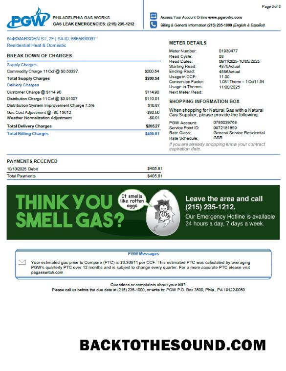 İndir ABD Philadelphia Gaz Works Fatura Fatura in Word and PDF Formatlar, 3 pages. 3rd Sayfa Örnek şablon