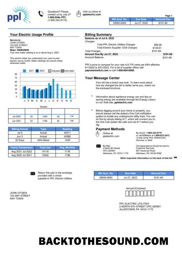İndir ABD Philadelphia PPL Fatura Fatura in Word and PDF Format Örnek tasarım