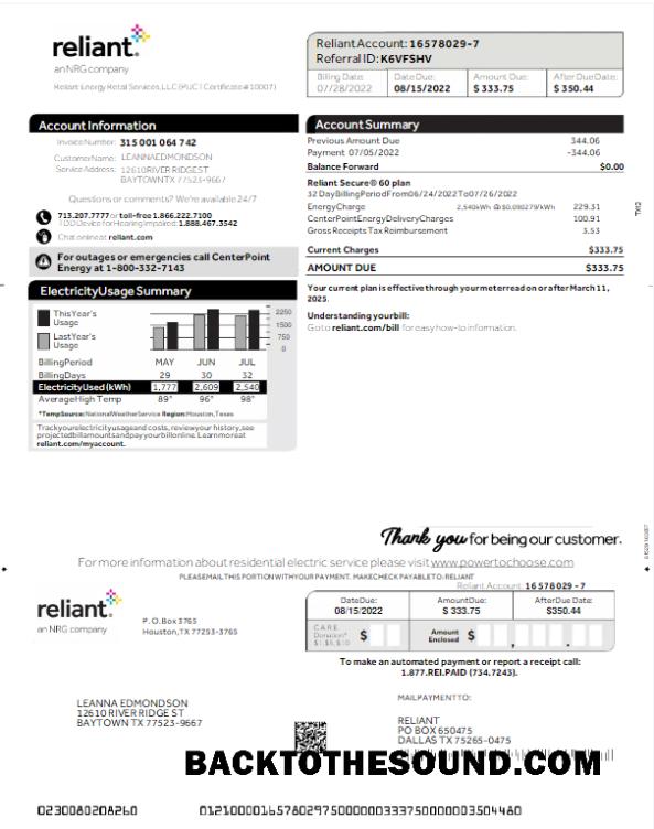 İndir ABD RELIANT Fatura Fatura Word and PDF Örnek örnek