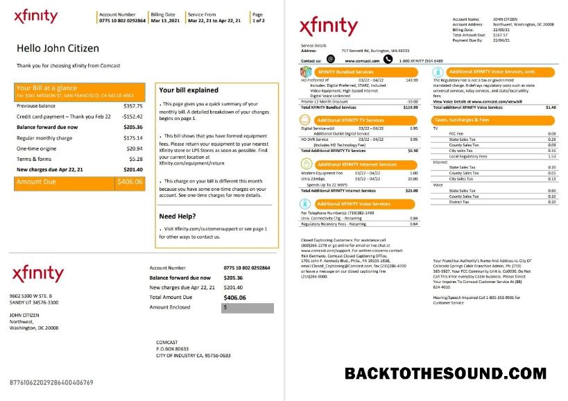 İndir ABD San Francisco Xfinity Comcast Fatura Fatura in Word and PDF Format (2 pages) Örnek örnek