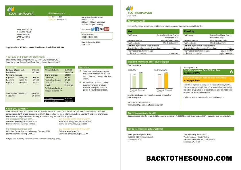 İndir ABD ScottishPower Fatura Fatura in Word and PDF Format (3 pages) 1 2 Örnek ön izleme