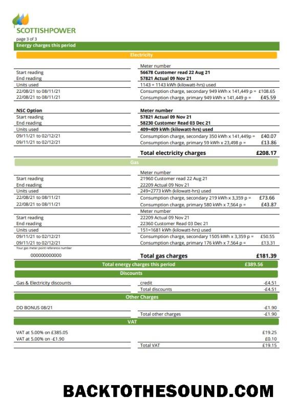 İndir ABD ScottishPower Fatura Fatura in Word and PDF Format (3 pages) 3 Örnek ön izleme