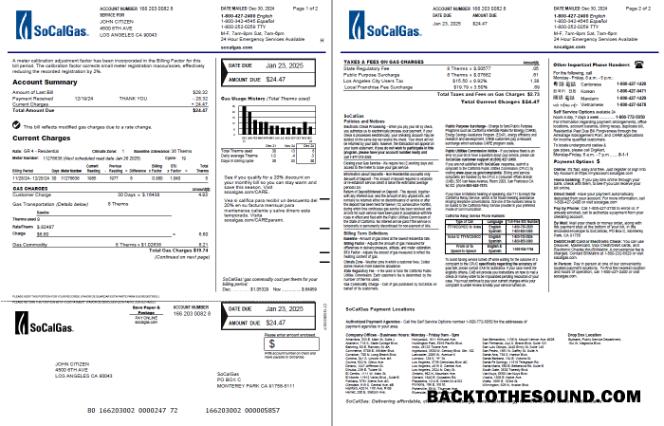 İndir ABD So Cal Gaz Fatura Fatura in Word and PDF Formatlar, 2 pages, Sürüm 4 Örnek şablon