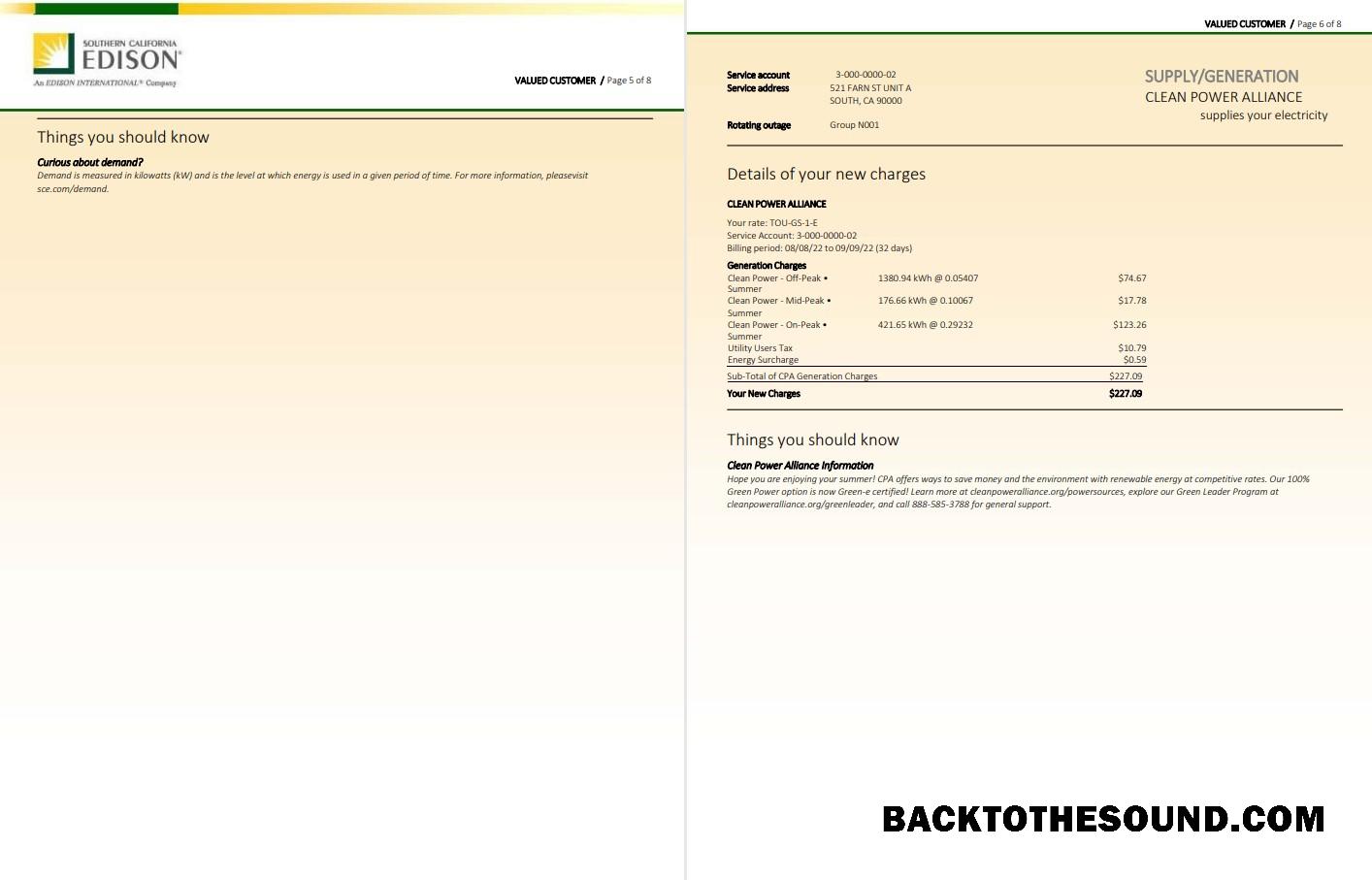 Gerçekçi İndir ABD Southern California EDISON Fatura Fatura, Word and PDF Şablon, 8 pages 5 6 Örnek