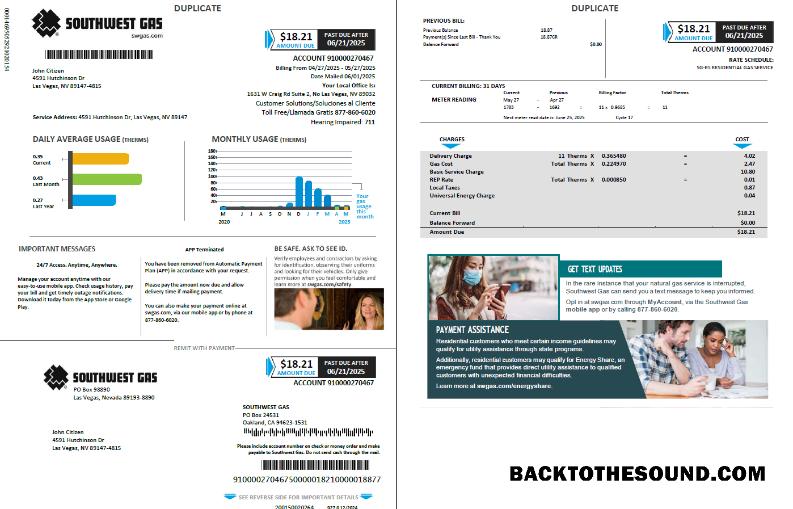 İndir ABD Southwest Gaz Fatura Fatura in Word and PDF Formatlar, 2 pages Örnek şablon