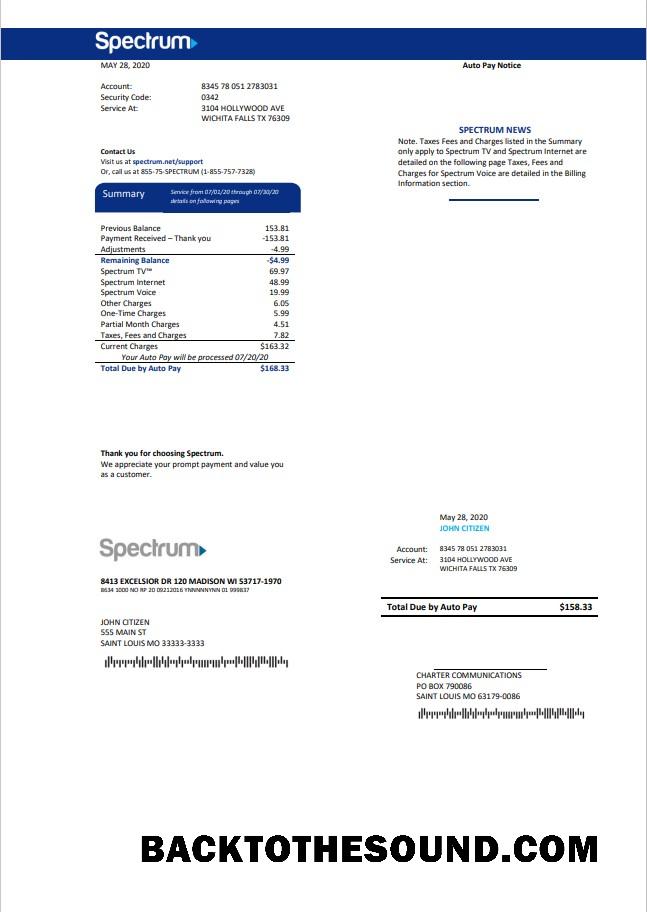 İndir ABD Spectrum Fatura Fatura in Word and PDF Format (.doc and .PDF) Örnek şablon