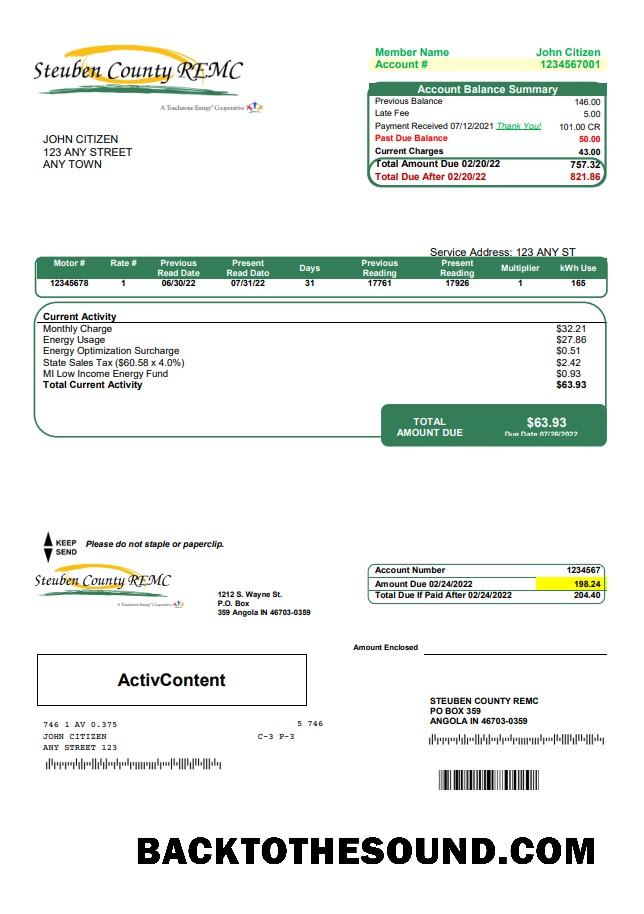 İndir ABD Steuben Country REMC Fatura Fatura in Word and PDF Format Örnek tasarım