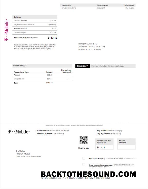 İndir ABD T MOBILE Fatura Fatura Word and PDF Örnek ön izleme