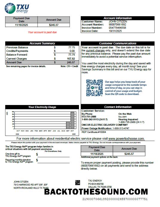 İndir ABD TXU Energy Fatura Fatura in Word and PDF Formatlar, Sürüm 8 Örnek örnek