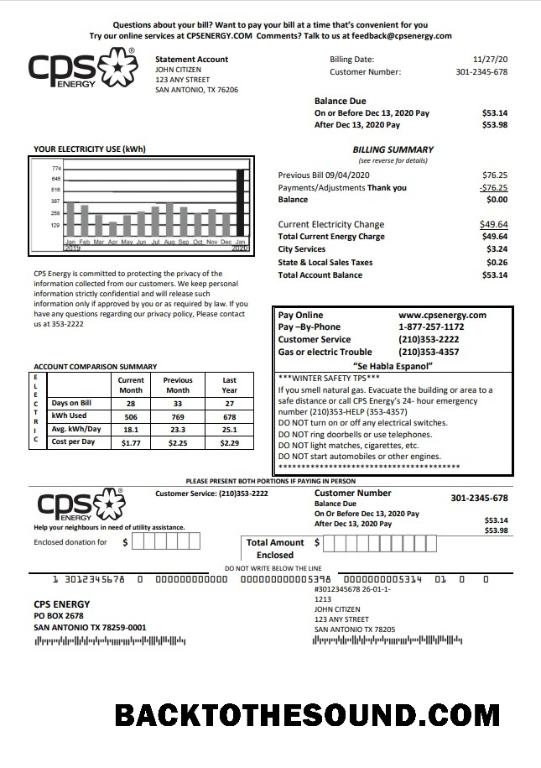 İndir ABD Texas CPS Fatura Fatura in Word and PDF Format Örnek örnek