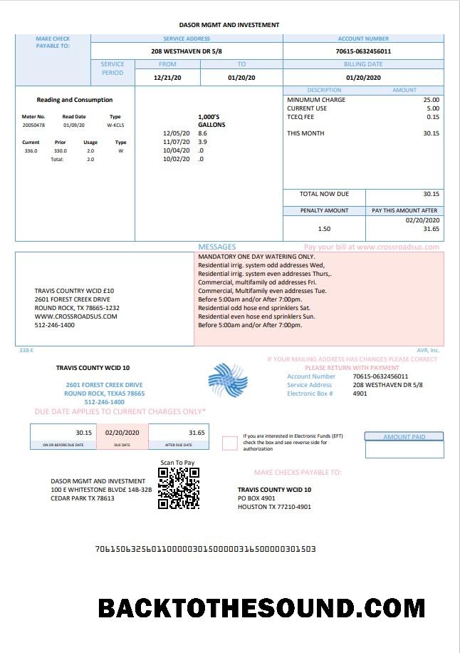 İndir ABD Texas Dasor Management and Yatırım Fatura Fatura in Word nd PDF Format Örnek şablon