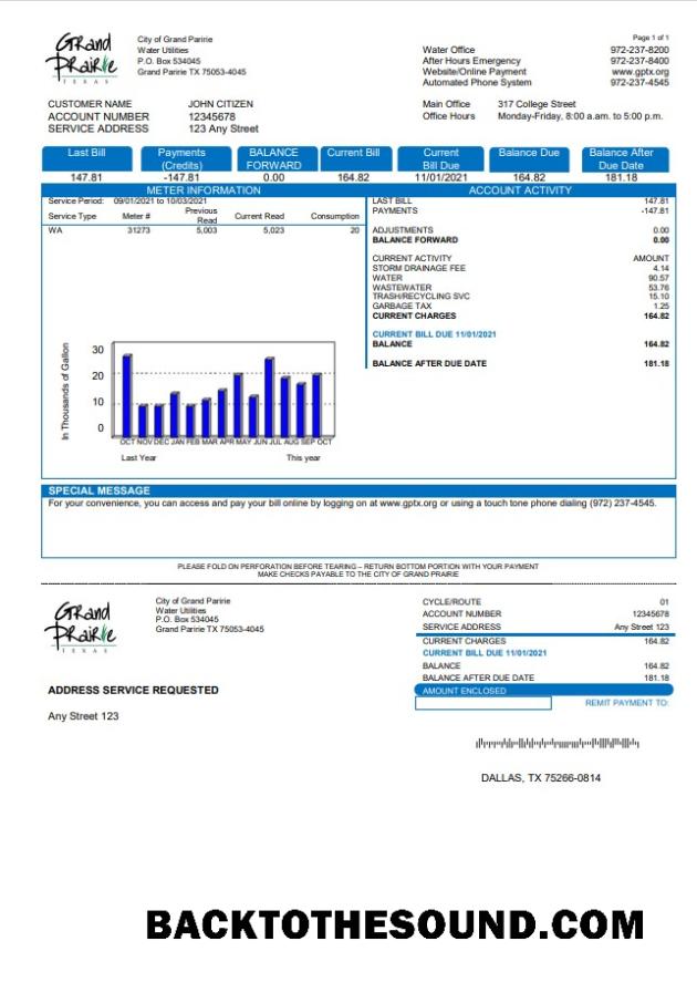İndir ABD Texas Grand Prairie Fatura Fatura in Word and PDF Format Örnek tasarım