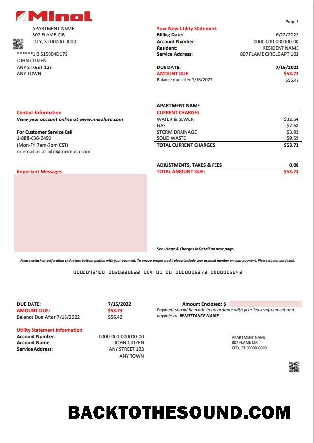İndir ABD Texas Minol Fatura Fatura in Word and PDF Format Örnek şablon