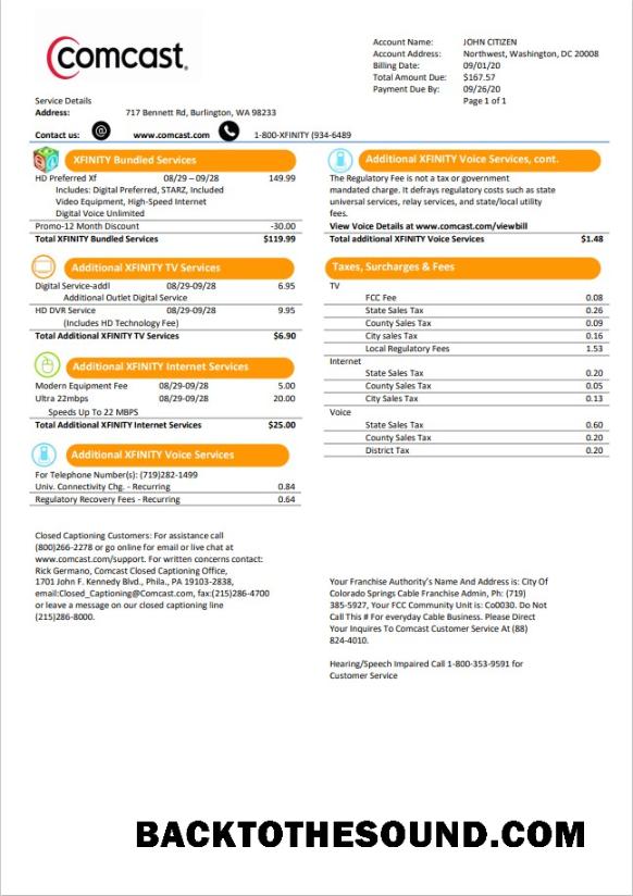 İndir ABD Utah Comcast Fatura Fatura in Word and PDF Format Sürüm 1 Örnek tasarım