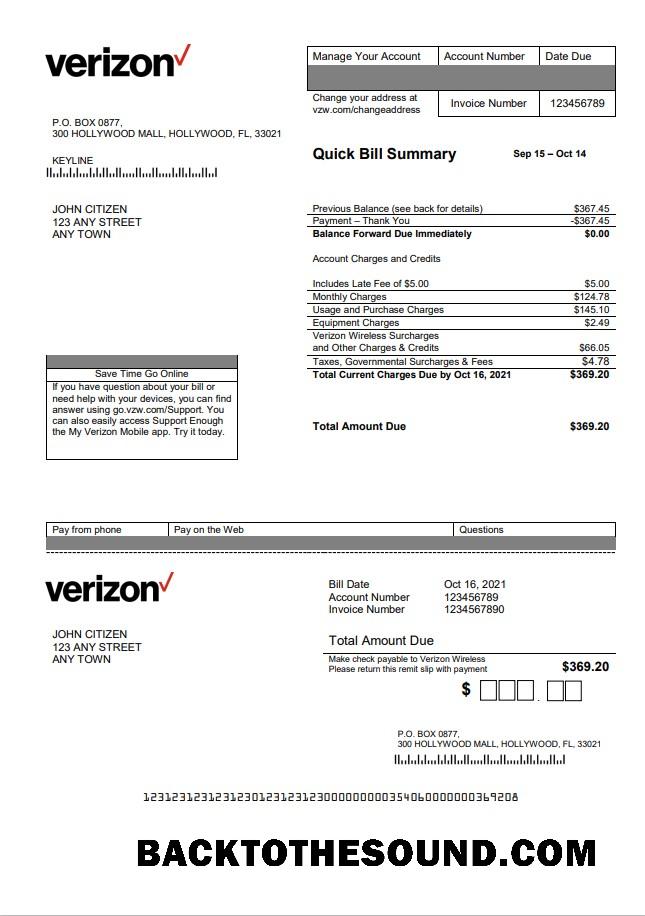 İndir ABD Verizon Fatura Fatura in Word Format, fully Düzenlenebilir, Sürüm 2 Örnek şablon