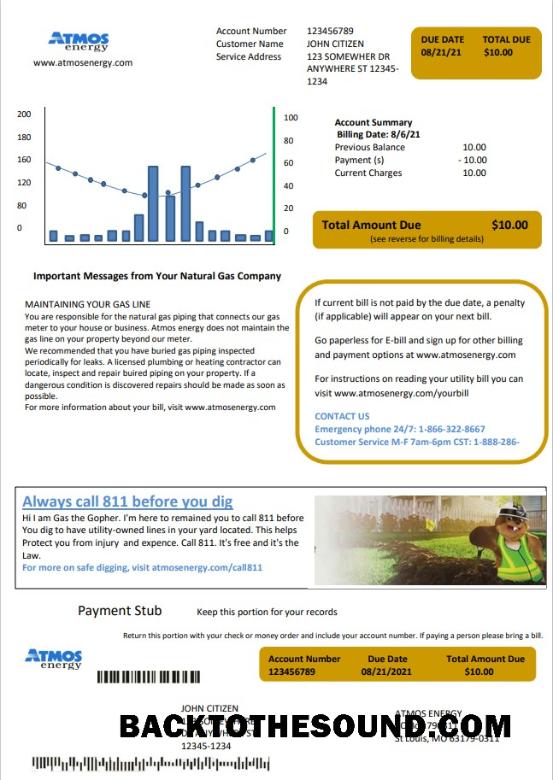 İndir ABD Virginia Atmos Energy Fatura Fatura in Word and PDF Format (.doc and .PDF) Örnek ön izleme