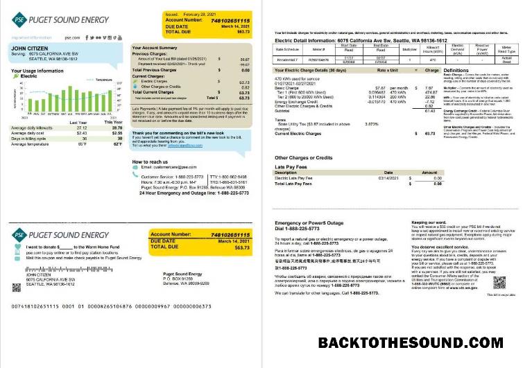 İndir ABD Washington Puget Ses Energy Fatura Fatura in Word and PDF Format, 2 pages, Sürüm 2 Örnek taslak