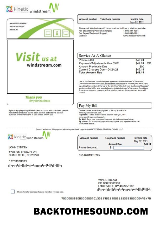 İndir ABD Windstream Holdings, Inc. Fatura Fatura in Word and PDF Format Örnek taslak