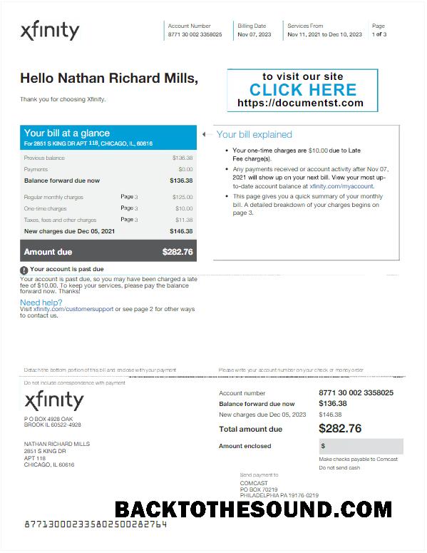 İndir ABD XFINITY Fatura Fatura Word and PDF Örnek ön izleme