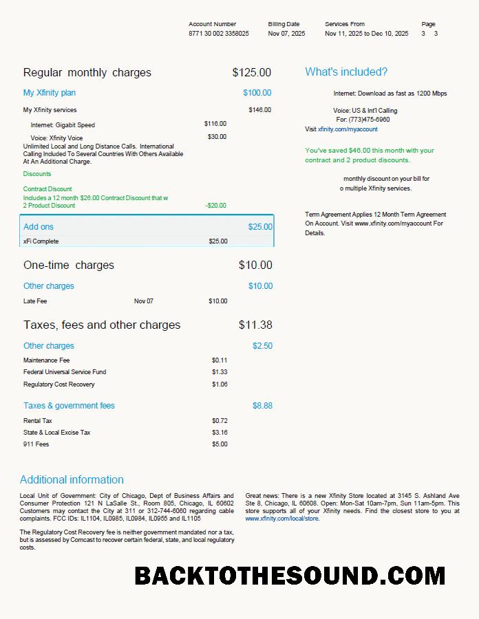 İndir ABD Xfinity Fatura Fatura in Word and PDF Formatlar, 3 pages, Sürüm 2, 3rd Sayfa Örnek tasarım
