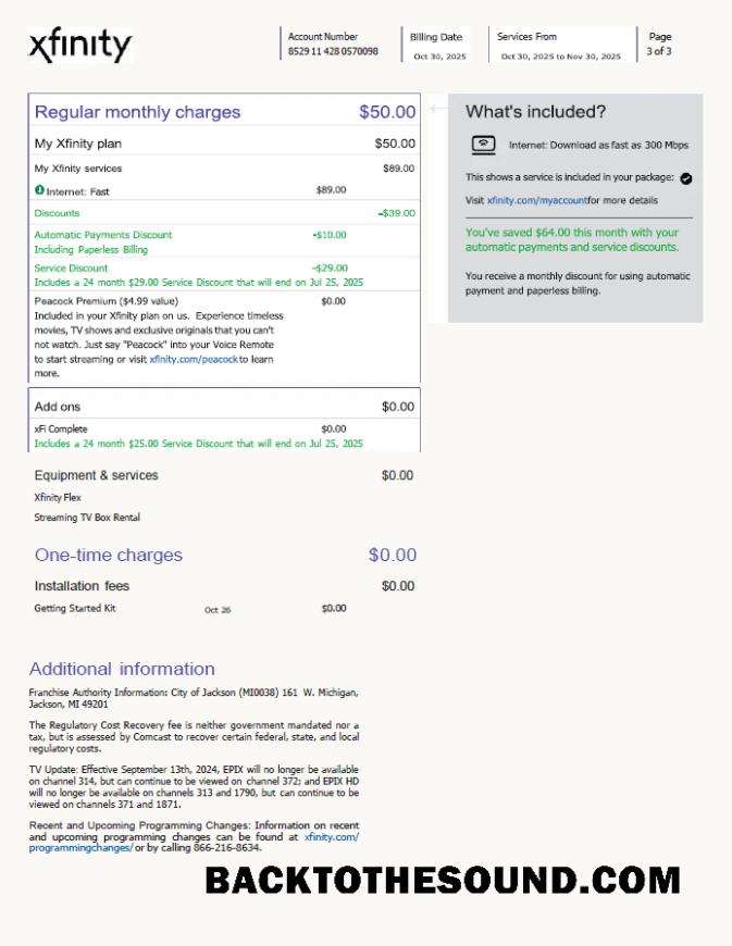 İndir ABD Xfinity Fatura Fatura in Word and PDF Formatlar, 3 pages, Sürüm 4, 3rd Sayfa Örnek ön izleme