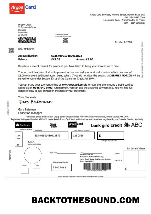 İndir Birleşik Krallık Argos Kart in Word and PDF Format Örnek örnek