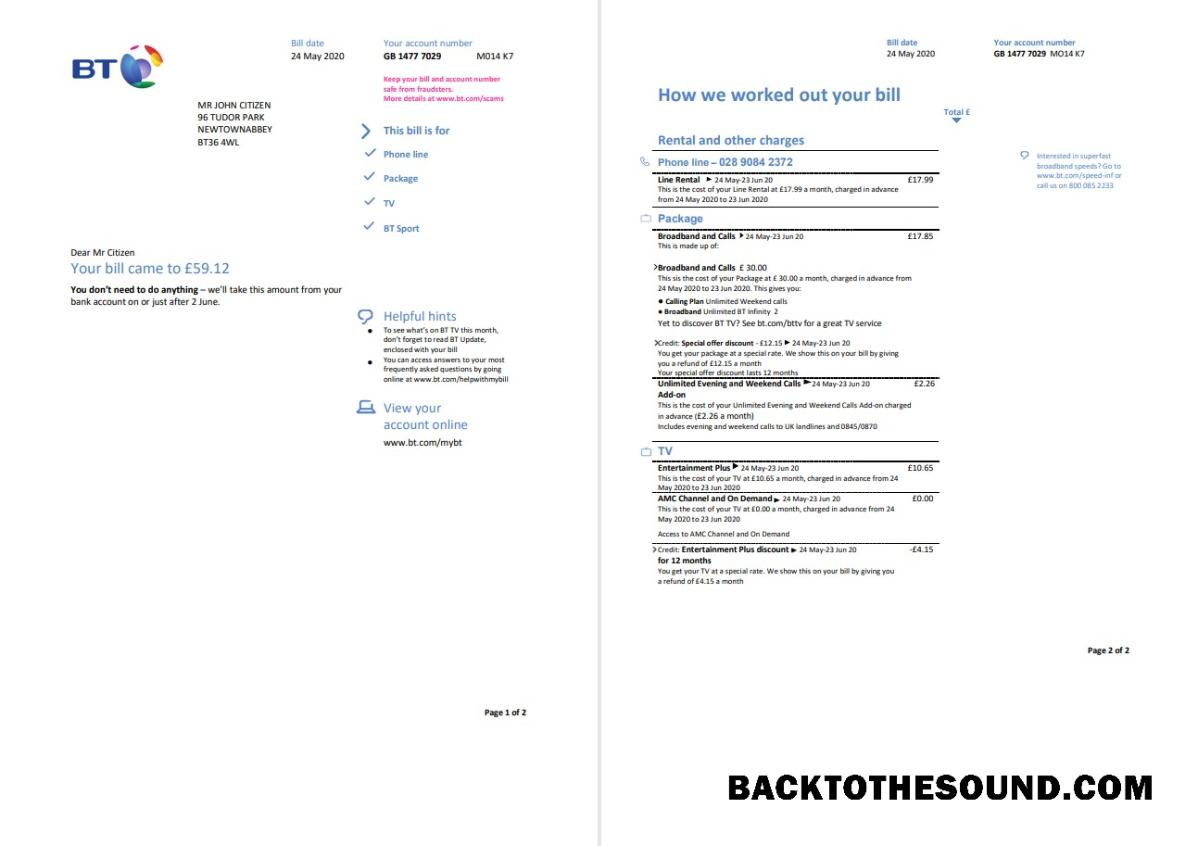 İndir Birleşik Krallık BT Fatura Fatura in Word and PDF Format, 2 pages Örnek örnek