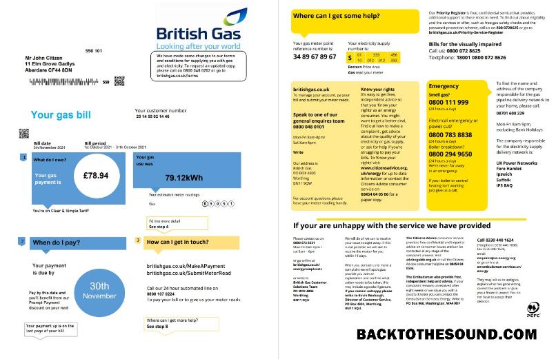 İndir Birleşik Krallık British Gaz Fatura Fatura in Word and PDF Format fully Düzenlenebilir (2 pages) Sürüm 1 Örnek taslak